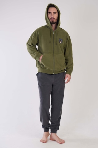 Vienetta Erkek Uzun Kol Polar Fermuarlı Haki Pijama Takım C3t0n4o159 001