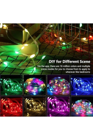 Usb Uygulamadan Sese Duyarlı 9.9 Metre Rgb Yılbaşı Ledi Kumandalı Led Çam Ağacı Kayar Led Tv Arkası Rgb