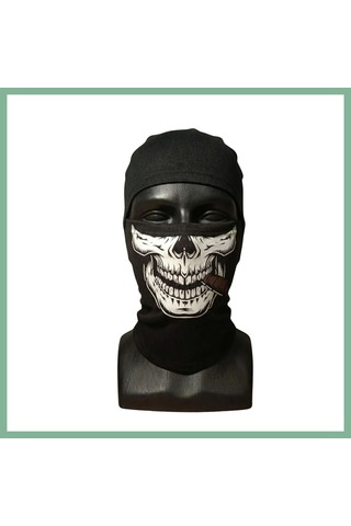 Bşkvirgo Unisex Kuru Kafa Puro Baskılı Balaklava 1 Adet Tek Beden Viskoz Kask İçi Outdoor Maske Bsk2026 Siyah