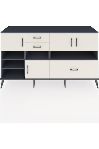 Hyperion Konsol 7 Raflı 3 Çekmeceli 4 Kapaklı 176x44x99 Antrasit- Antrasit-aytaşı