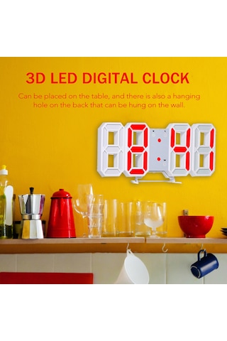 Xindoker Led Dijital Duvar Saati - Zaman/tarih/sıcaklık Gösterimi, 3 Parlaklık Modu, Alarm Ve Snooze Fonksiyonu, Usb Şarjlı Plastik Kasa Pil Dahil ÇOk Renkli