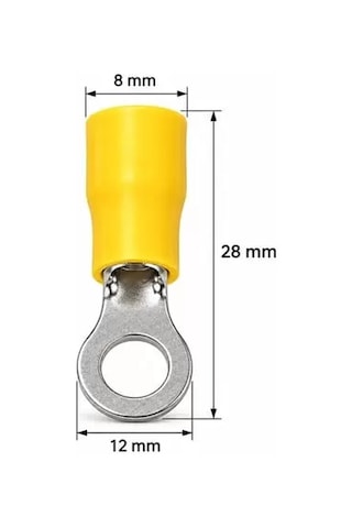 Sh Powermaster Pm-39079 4-6mm2 Kesit 28x12x8mm Soket Sarı İzoleli Kablo Pabucu 100'lü Paket Najmaddin