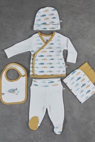 Veropukahome Ecocotton Dodo Bebek Zıbın Seti 5'Li Beyaz 0-3 Ay Beyaz
