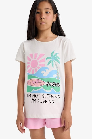 Defacto Kız Çocuk Pijama Takımı Baskılı Kısa Kollu Üst Beli Lastikli Şort E0665a825hser85 Ekru
