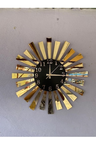 Aa Shop Aynalı Pleksi Piyano Model Sayılı Ev Duvar Saati Altın - Siyah