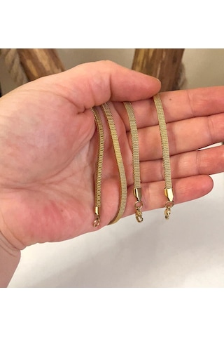 Gold Renk İtalyan Model 319l Hasır Çelik Kolye&bileklik Set