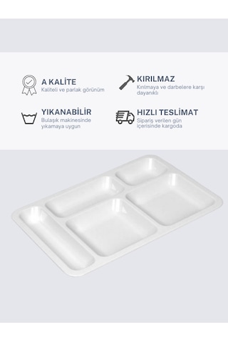 Tabldot Tabak 6'lı Polikarbon 5 Gözlü Servis Tabağı
