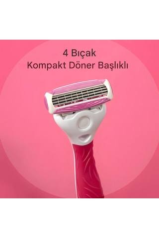 Wilkinson Sword Quattro Sistem Kadın Tıraş Bıçağı Vakumlu Tutma Aparatı İle Birlikte