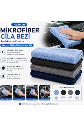 Muggio 40x50 Mikrofiber Cila Bezi Oto Kurulama Parlatma Bezi İz Tüy Hav Bırakmaz 1 Adet