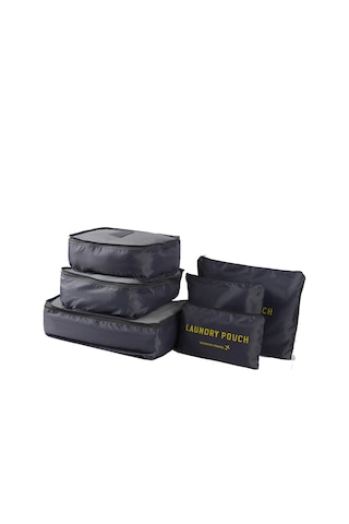 Padalink Gri Seyahat Organizer 6'lı Set - Büyük Boy Giyim Ve Eşya Saklama Çantaları Gri