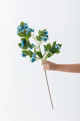 Yapay Lux Menekşe Dalı Mavi 80 Cm 5 Yaprak Mavi