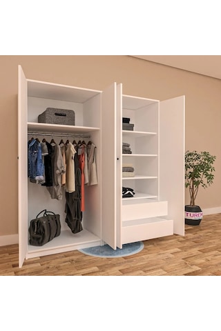 Troy 4 Kapılı Gardırop Mdf Sis Gri
