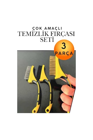 3'lü Set Metal Tel Temizleme Fırçası - Plastik Saplı Çok Amaçlı Pas, Kireç, Ağır Kir Temizleyici Tel Fırça Seti - Mangal, Izgara, Soba Ve Ocağı Temizleme Fırçaları