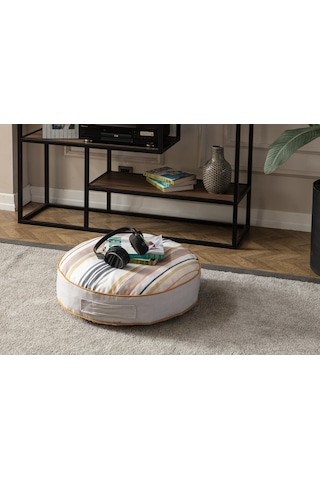 Şeritli Puf Minderi, Büyük Boy, Yer Minderi, Balkon Ve Teras İçin