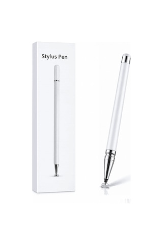 Samsung A3 Uyumlu Dokunmatik Stylus Kalem Disk Uçlu Hassas Beyaz Tablet Telefon Çizim Kalemi