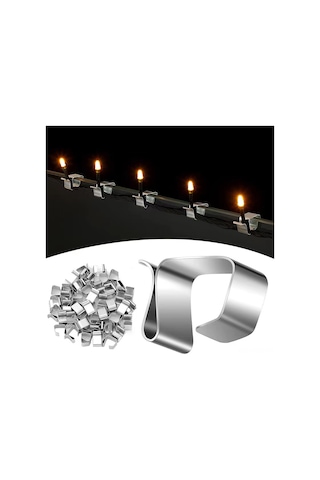 Suofeng Gümüş Küçük Boy Manganez Çelik Noel Işık Kancaları - Dış Mekan Işık Klipsleri, Noel Dekorasyonu, 100 Adet Paket