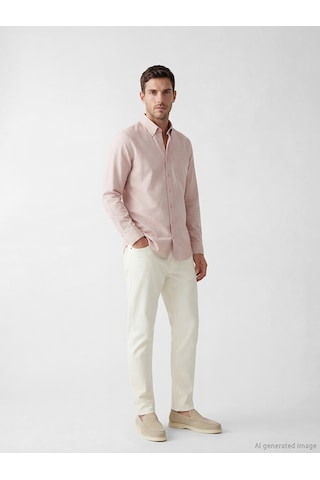 Lcwaıkıkı Classic Pembe Regular Fit Keten Görünümlü Erkek Gömlek