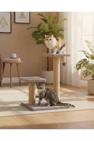 Reyo Pet Çift Stepli Kedi Tırmalama Gri