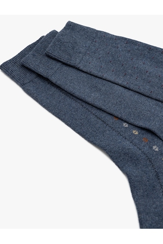 Koton 3'lü Soket Çorap Seti Minimal Desenli Pamuk Karışımlı Multıcolor 5wam80272aa Mavi