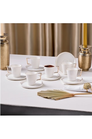 Aryıldız Claire Gold 12 Parça 6 Kişilik Kahve Fincan Takımı 90 Ml 153ar265406 Beyaz