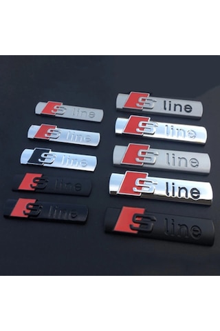 Mat Gümüş 7,3cm-s Line Logo Çıkartması Metal Alaşım Araba Rozeti Sline Amblem Yarış Audi A3 A4 A5 A6 S7 A8 S3 S4 S5