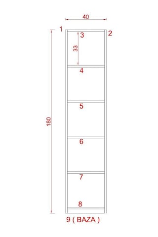 Rafkestir Asya Suntalam Kitaplık ( 40 X 180 Cm ) - Kapaklı Cappicino
