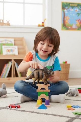 Triceratops Dinozor Oyuncak Figür - Orta Boy Eğitici Hayvan Figürü 20 Cm Hayvanlar