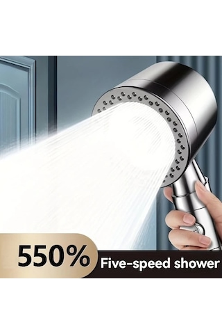 Fastbuy Challenger 5 Ayarlı Filtreli Lüks Gümüş Duş Başlığı, Banyo Nozulu Ve Aksesuarları Keyifli Yıldız