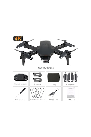 Honmex S68 Mini Katlanabilir İha - 4k Kameralı, Çift Pil, Yerçekimi Sensörü, İzleme Uçuşu, Çok Fonksiyonlu Drone
