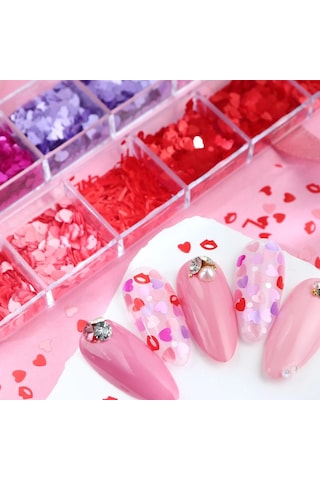 Parlak Tırnak Süsleme Folyo Pulları Kalpler Ve Harfler Nail Art