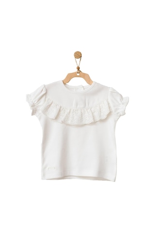 Andywawa Kız Bebek Önden Fırfırlı Detaylı Beyaz Tshirt Ac21753
