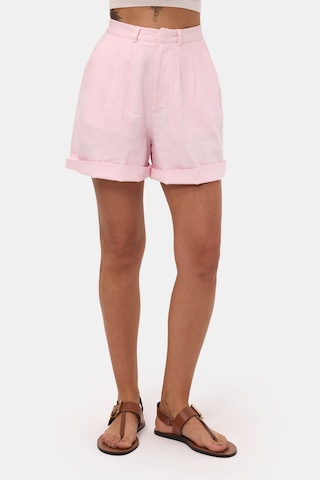 Itsbasic Kadın Pembe 6s6-98 Mom Relax Fit Organik Keten Kumaş Şort