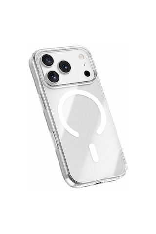 Apple Uyumlu iPhone 17 Pro Max Uyumlu Şeffaf Magsafe Kılıf Sararmaz, Darbe Emici, Premium Silikon Kapak Beyaz