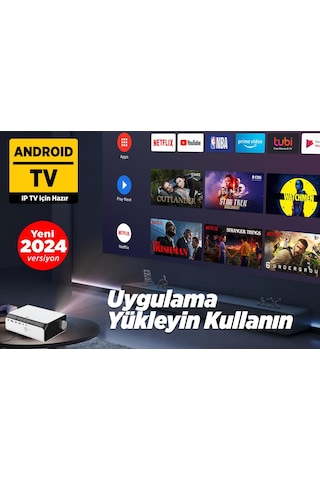 Vankyo Leisure 495W Android TV 4K Destekli 5G WiFi + Bluetooth 5.1 Projeksiyon Cihazı