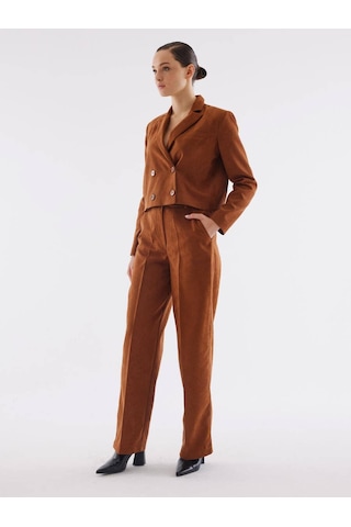 Süet Camel Bol Paça Pantolon 001