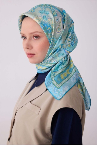 Belli Tivil Saf İpek Eşarp 4304 - 52 Turkuaz Etnik Desen mavi Belli Tivil Saf İpek Eşarp 4304 - 52 Turkuaz Etnik Desen mavi