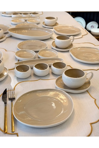 33 Parça Planet Collection Kahvaltı Takımı-7149 Bej