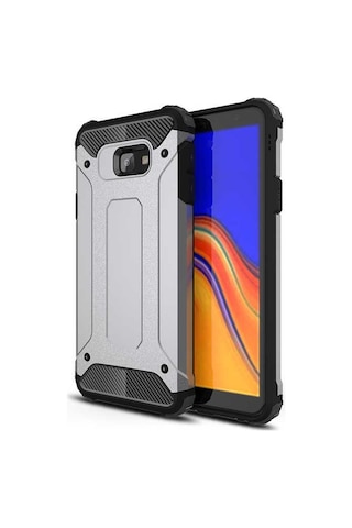 Noktaks Samsung Galaxy Uyumlu J6 Plus Kılıf Çift Katman Zırh Tank Crash Military Kapak Siyah T6264