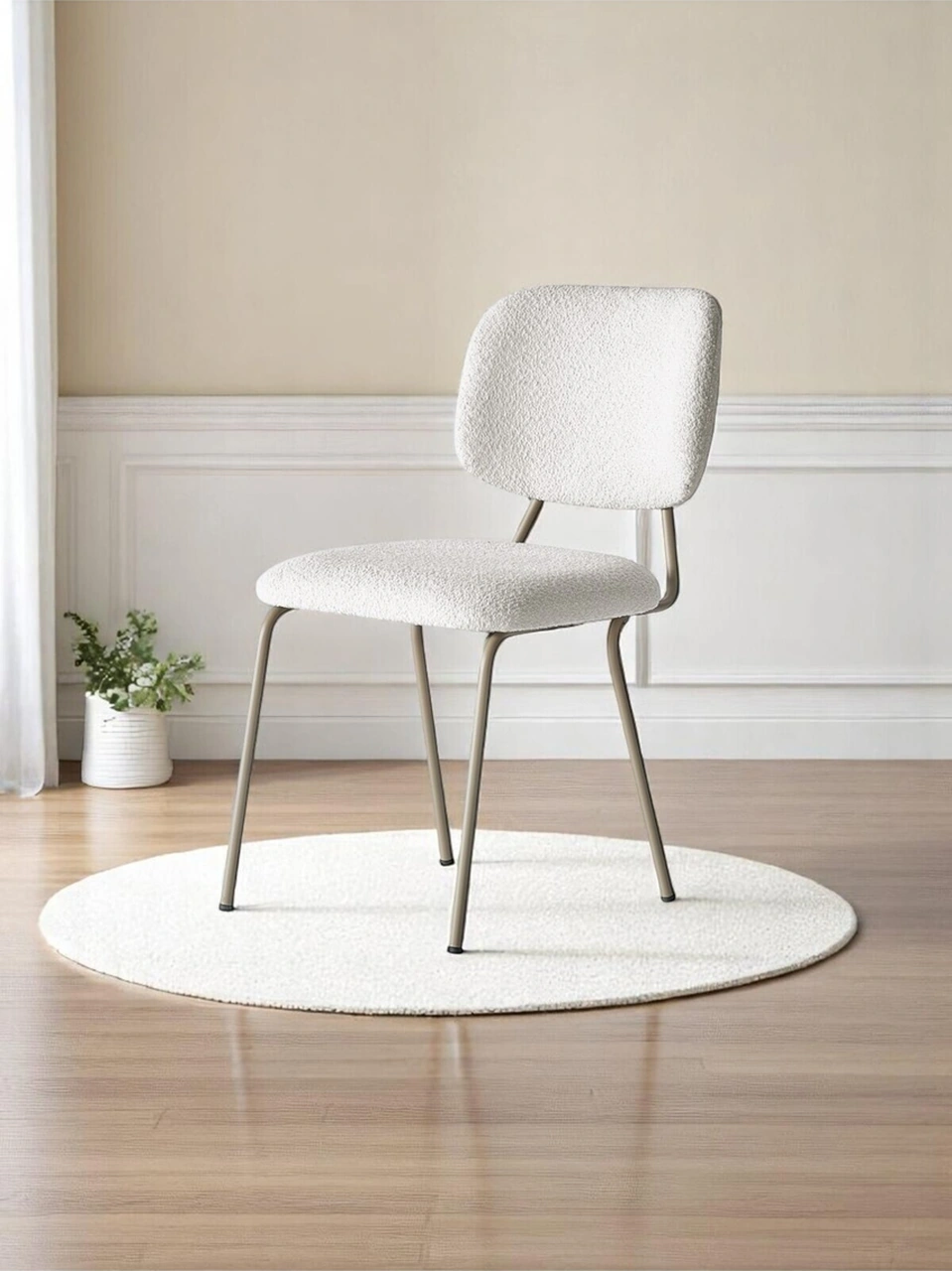 Dengema Neva 89 Açılır Masa Takımı Traverten Desen, 4 Sandalyeli, Krem Kumaş, Kapuçino Metal Ayak Krem