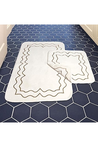 Helena 2'li Nakışlı 60 X 100cm Banyo Paspas Seti Vizon Diğer