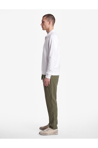 Koton Beli Bağcıklı Düğmeli Cepli Regular Fit Pamuklu Chino Müslin Pantolon Haki 7wam40045hw
