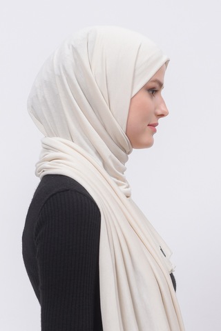 Altobeh Tesettür Kadın Düz Renk Penye Şal Hijab - Krem