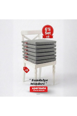 6'li Sandalye Minderi 40x40 Cm Fermuarlı Su İtici Leke Tutmaz Bağcıklı Bahçe Balkon Minderi Seti Çok Renkli