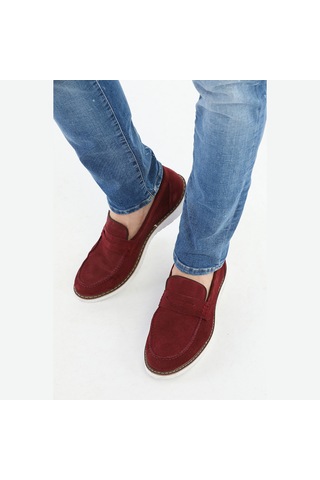 M.Karaca Hakiki Süet Deri Ortopedik  Klasik Erkek Ayakkabı Bordo