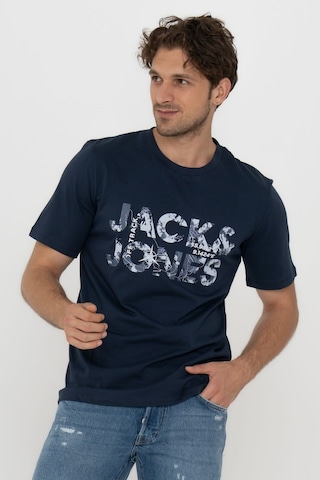 Jack & Jones 12215700  Techlogo Bisiklet Yaka Logolu Tisört Navy Blazer Lacivert