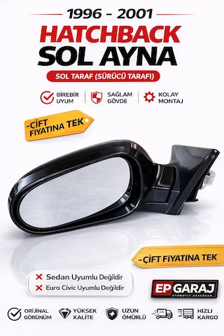 Honda Civic İes 1996-2001 Model Hatchback Uyumlu Sol Ayna