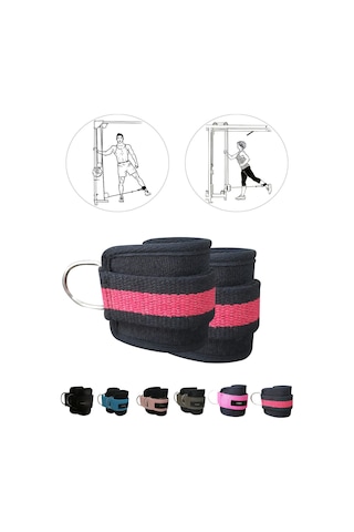 Spor Byfit Ayak Bilek Kayışı D-ring Ağırlık Çekiş Aparatı Kırmızı - Siyah