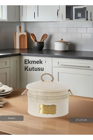 Ekmek Sepeti Metal Ekmeklik Krem 27x27x19 Cm Krem