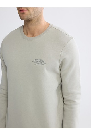 Lcwaıkıkı Classic Gri Bisiklet Yaka Baskılı Erkek Kalın Sweatshirt