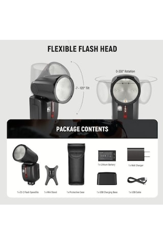 Neewer Z2pro-c Canon Uyumlu 76w Yuvarlak Kafa Akülü Tepe Flaşı